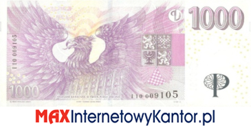 1000 koron czeskich 2009 wersja rewers