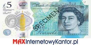 5 funtów brytyjskich 2016 r. awers