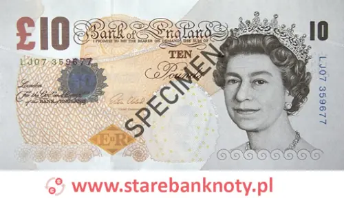 banknot 10 funtów awers z 2000 roku