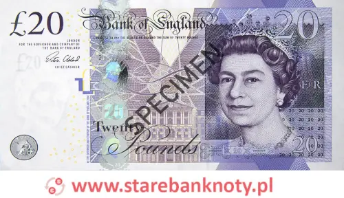 banknot 20 funtów awers z 2007 roku