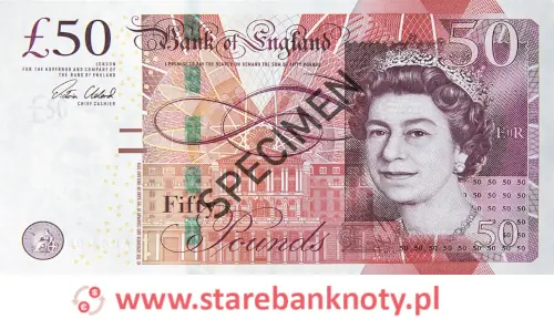 banknot 50 funtów awers z 2011 roku