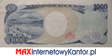 1000 jenów japońskich rewers