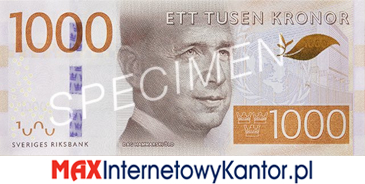 1000 koron szwedzkich awers