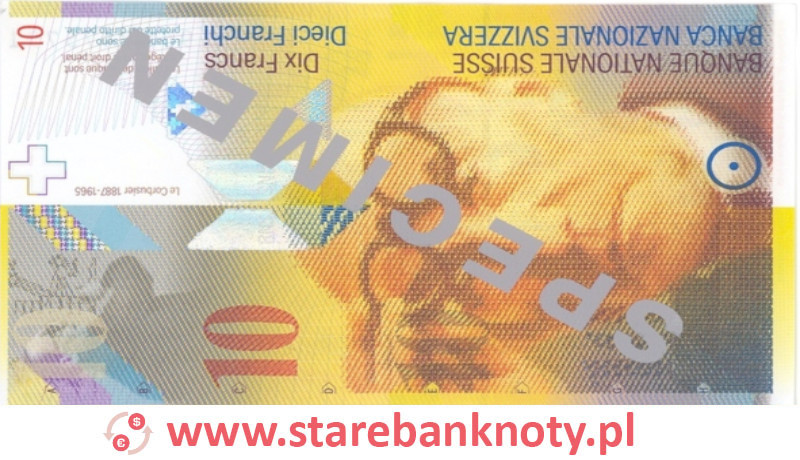 Awers banknotu 10 franków CHF z serii 8