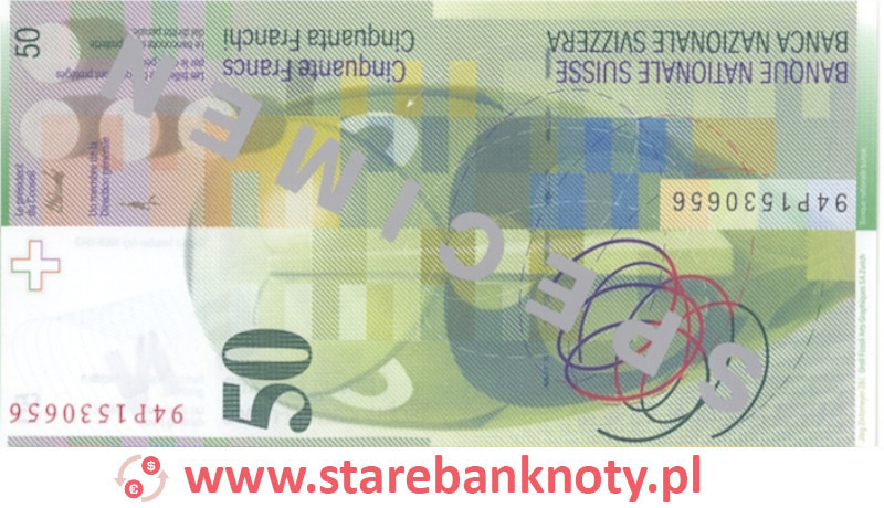 Rewers banknotu 50 franków CHF z serii 8